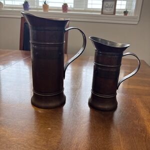 Lot Of 2 VTG Copper Tankards Handcrafted France Demi -litre & Litre